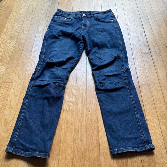 Kuhl Mens 34x32 Blue Indigo Dye Dark Wash Denim Rugged Tapered Leg Rydr Jeans - Picture 3 of 16